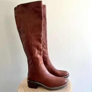 Vince Camuto Leather Kensilie OverThe Knee Riding Boots Lug Sole Brown, 6.5 NWOB